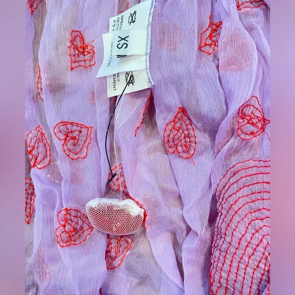 NWOT $2,250 Ashish Valentine Heart embroidered Sequin Organza Wrap Dress in Pink - Picture 14 of 14